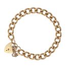 9ct Yellow Gold Heart Lock Charm Bracelet 8"