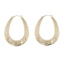 9ct Yellow Gold Large Patterned Creole Earrings