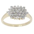 9ct Yellow Gold 0.55ct Diamond Cluster Ring