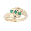 18ct Yellow Gold Three Stone Emerald Twist Ring