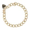 9ct Yellow Gold Heart Lock Charm Bracelet 7"