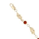 9ct Yellow Gold Garnet Heart Bracelet 7"
