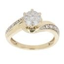 9ct Yellow Gold 0.25ct Brilliant Cut Diamond Cluster Ring