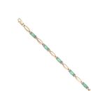 9ct Yellow Gold 0.20ct Diamond and Emerald Bracelet 7.5"