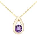 9ct Yellow Gold Amethyst Teardrop Pendant Necklace