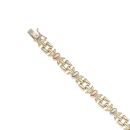 18ct Yellow, White and Rose Gold Fancy Bracelet 7.5"