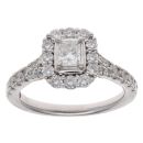 Platinum 1.28ct Radiant And Brilliant Cut Diamond Cluster Ring