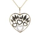 9ct Yellow Gold 0.14ct Diamond Hearts Pendant and Chain 18"