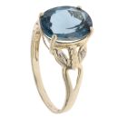 9ct Yellow Gold 0.05ct Diamond and Blue Topaz Solitaire Ring