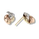 9ct Yellow, White And Rose Gold Half Knot Stud Earrings