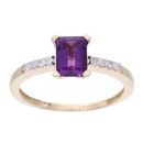 9ct Yellow Gold Created Amethyst And Diamond Ring
