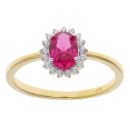 Gold Plated Silver Red Gemstone And Cubic Zirconia Cluster Ring