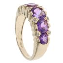 9ct Yellow Gold 0.05ct Diamond and Amethyst Five Stone Ring