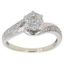 9ct White Gold 0.25ct Twist Cluster Ring