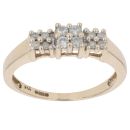 9ct Yellow Gold 0.20ct Diamond Triple Cluster Ring