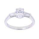 18ct White Gold 1.30ct Oval And Baguette Cut Solitaire Ring