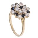 9ct Yellow Gold Cubic Zirconia and Sapphire Cluster Ring