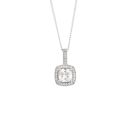 Sterling Silver Square Cubic Zirconia Halo Pendant