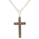 9ct Yellow Gold Patterned Cross Pendant And Chain 20"