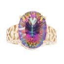 9ct Yellow Gold Mystic Topaz Single Stone Ring