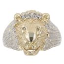 9ct Yellow and White Gold 0.04ct Diamond Lion Ring