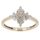 9ct Yellow Gold 0.20ct Diamond Cluster Ring