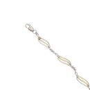 9ct Yellow And White Gold 0.05ct Diamond Wave Link Bracelet 7"