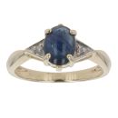 9ct Yellow Gold Sapphire and 0.05ct Diamond Ring