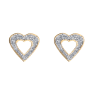 9ct Yellow Gold Crystal Heart Stud Earrings