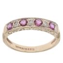 9ct Yellow Gold Ruby And Cubic Zirconia Half Eternity Ring