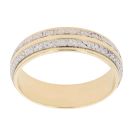 18ct Yellow and White Gold Patterned Wedding Band 4.9mm