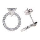 Silver Cubic Zirconia Circular Stud Earrings by Icesia