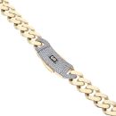 14ct Yellow Gold Monaco Classic Pave Lock Curb Chain 22"