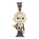 9ct Yellow Gold Black Cubic Zirconia Pinhead Figure Pendant