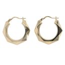 9ct Yellow Gold Large Hexagonal Creole Earrings