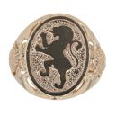 9ct Yellow Gold Lion Rampant Oval Signet Ring