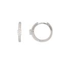 Sterling Silver Single Row Cubic Zirconia Huggie Hoop Earrings