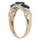9ct Yellow Gold 0.10ct Diamond and Sapphire Three Stone Ring