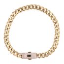 14ct Yellow Gold Monaco Classic Pave Lock Curb Bracelet 7.5"