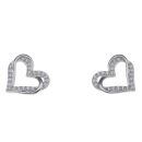 925 Sterling Silver Cubic Zirconia Heart Stud Earrings