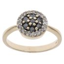 9ct Yellow Gold 0.50ct Brilliant Cut Black And Colourless Diamond Cluster Ring