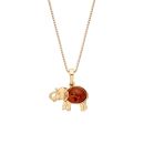 18ct Yellow ﻿Gold on Sterling Silver Baltic Amber Elephant Pendant Necklace