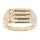 9ct Yellow Gold 0.05ct Diamond Patterned Signet Ring