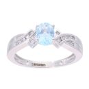 9ct White Gold Blue Topaz and Diamond Crossover Ring