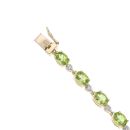9ct Yellow Gold 0.10ct Diamond And Peridot Bracelet 7"