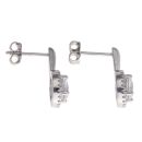 Silver Cubic Zirconia Halo Drop Stud Earrings