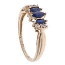 9ct Yellow Gold Sapphire and 0.02ct Diamond Three Stone Ring