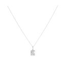 Sterling Silver Cubic Zirconia Rectangular Halo Pendant and Chain 18" by Icesia