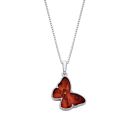 Sterling Silver Baltic Amber Butterfly Pendant Necklace