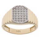 14ct Yellow Gold Cubic Zirconia Watch Strap Style Signet Ring